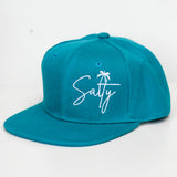 Beach themed adjustable snapback hat for kids - Turquoise