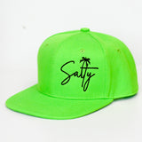Beach themed adjustable snapback hat for kids - Neon Lime Green