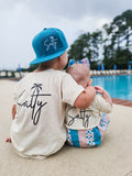 Beach themed adjustable snapback hat for kids