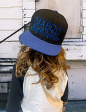 Boys embroidered snapback hat with text I’M A BOY! MY HAIR IS JUST BETTER THAN YOURS