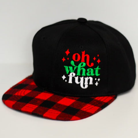 RTS YOUTH Black/Red Plaid OH WHAT FUN Snapback