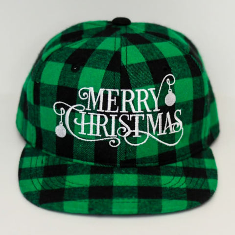 RTS YOUTH Green Plaid MERRY CHRISTMAS Snapback