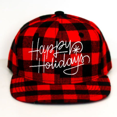 RTS YOUTH Red Plaid HAPPY HOLIDAYS Snapback