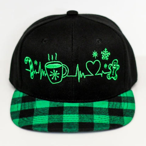 RTS YOUTH Black/Green Plaid CHRISTMAS PULSE Snapback