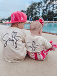 Beach themed adjustable snapback hat for kids
