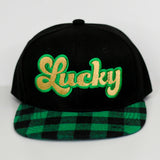 RTS YOUTH Black/Green Plaid LUCKY Snapback **TINY ERROR**