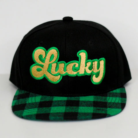 RTS YOUTH Black/Green Plaid LUCKY Snapback **TINY ERROR**