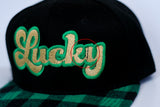 RTS YOUTH Black/Green Plaid LUCKY Snapback **TINY ERROR**