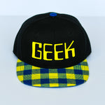 RTS YOUTH Black with Blue/Yellow Plaid with Yellow GEEK Snapback