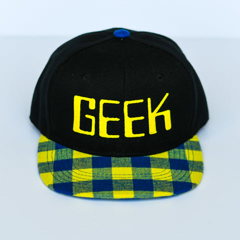 RTS YOUTH Black with Blue/Yellow Plaid with Yellow GEEK Snapback