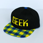 RTS YOUTH Black with Blue/Yellow Plaid with Yellow GEEK Snapback