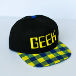 RTS YOUTH Black with Blue/Yellow Plaid with Yellow GEEK Snapback