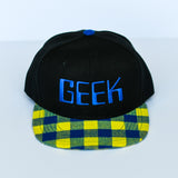 RTS YOUTH Black with Blue/Yellow Plaid with Blue GEEK Snapback