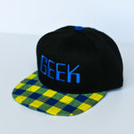 RTS YOUTH Black with Blue/Yellow Plaid with Blue GEEK Snapback