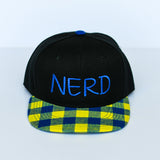 RTS YOUTH Black with Blue/Yellow Plaid with Blue NERD Snapback