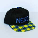 RTS YOUTH Black with Blue/Yellow Plaid with Blue NERD Snapback