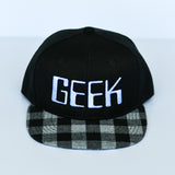 RTS YOUTH Black with Black/Grey Plaid with White GEEK Snapback