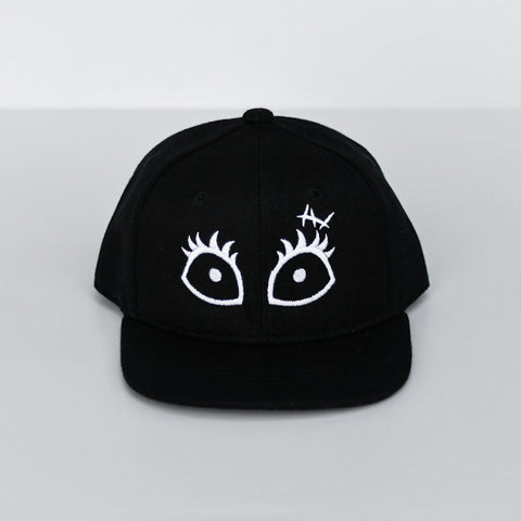 RTS Solid Black with White Sally Eyes Snapback