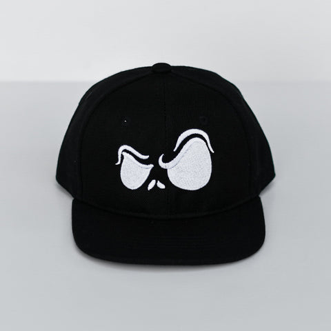 Solid Black with White Jack Eyes Snapback