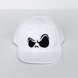 Solid White with Black Jack Eyes Snapback