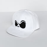 Solid White with Black Jack Eyes Snapback