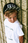 RTS YOUTH Black with Black/Grey Plaid with White GEEK Snapback