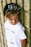 RTS YOUTH Black with Black/Grey Plaid with White GEEK Snapback