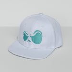 RTS TODDLER Solid White with Teal Jack Eyes Snapback