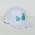 RTS TODDLER Solid White with Teal Jack Eyes Snapback