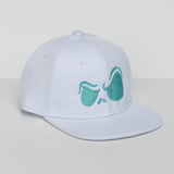 RTS TODDLER Solid White with Teal Jack Eyes Snapback