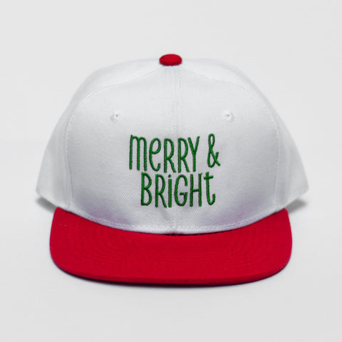 RTS White/Red with Green MERRY & BRIGHT Snapback