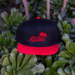 Black/Red with Red Logo Snapback