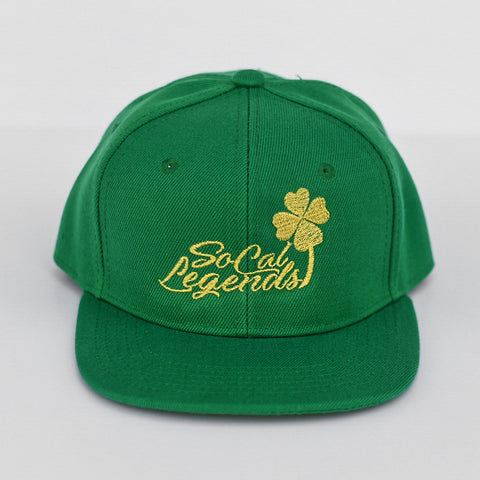 RTS Solid Green with Gold CLOVER SOCAL LOGO Snapback