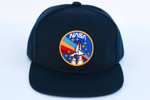 Solid Navy with Retro Rocket NASA Patch