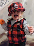 RTS YOUTH Red Plaid with White Logo Snapback