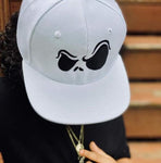 Solid White with Black Jack Eyes Snapback